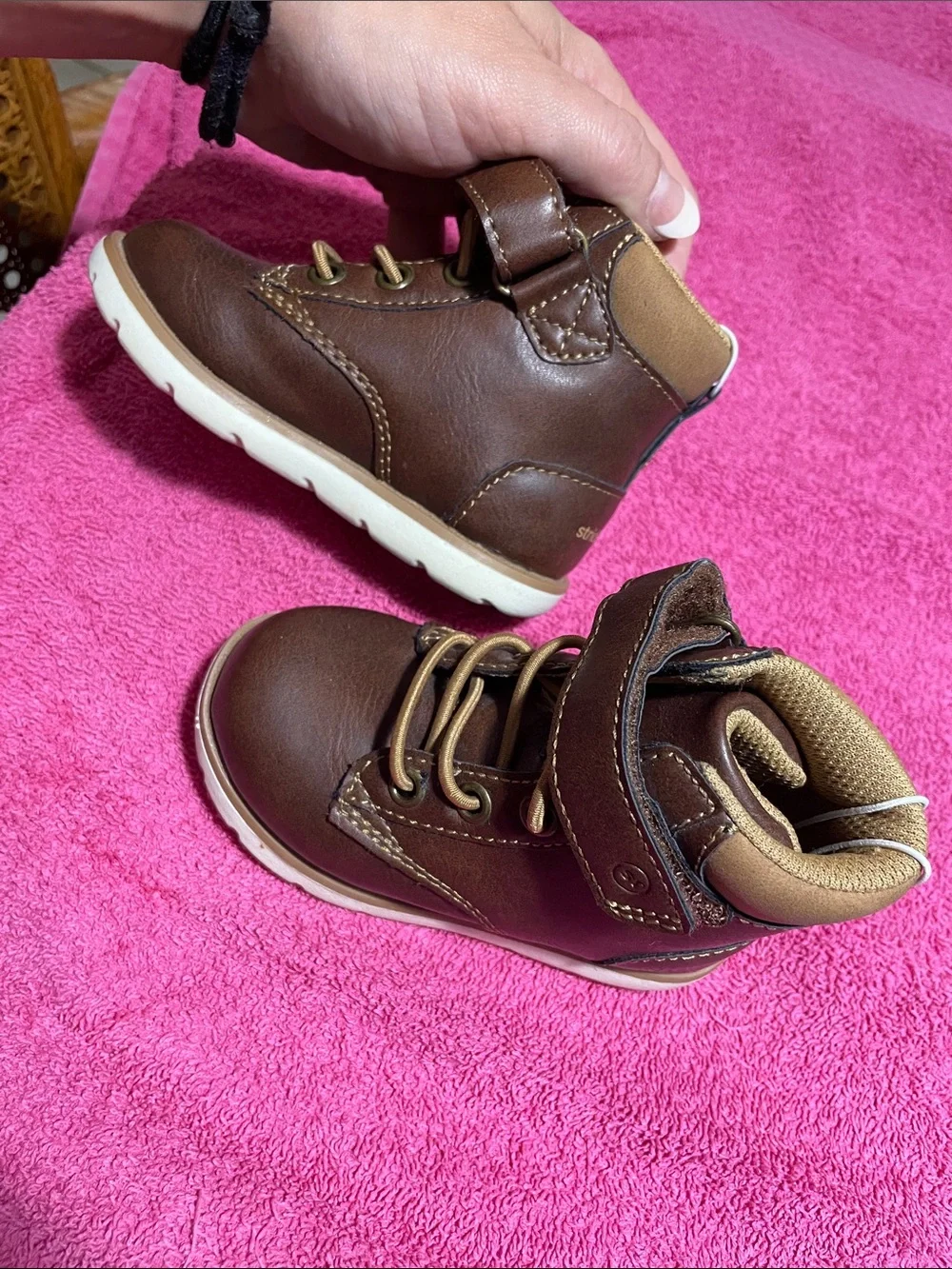 New! Jack by BB Dakota Brown Kids Lace-Up Ankle Boots with Hook-and-Loop Strap